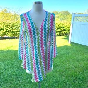 Ruby Rd. Open Front Knit Colorful Cardigan